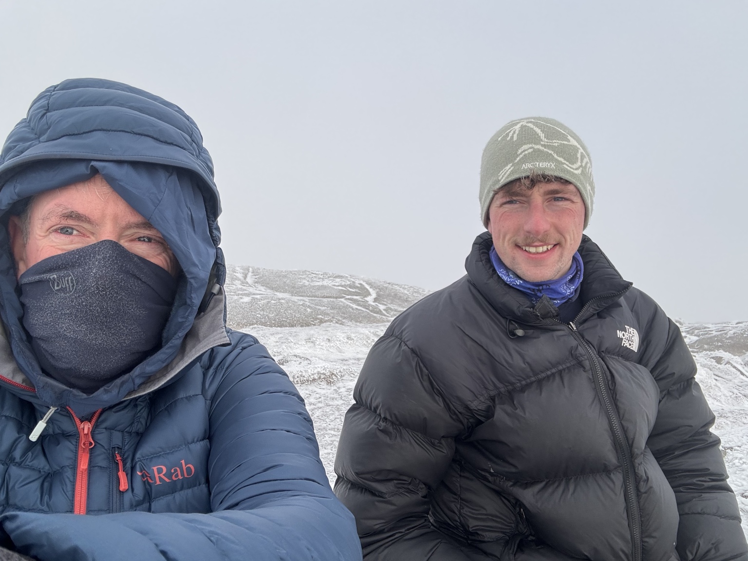 Aidan on a snowy mountain training day